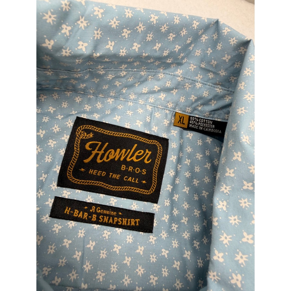 Howler Brothers Mens H Bar B SnapShirt Lockhart Floral Pool Blue Size XL NWOT - Picture 8 of 8